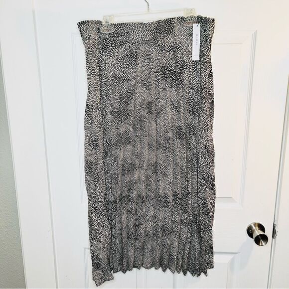 T Tahari Dotted Pleated Skirt A-Line Cream Black Mini Skin 1X - Picture 4 of 10